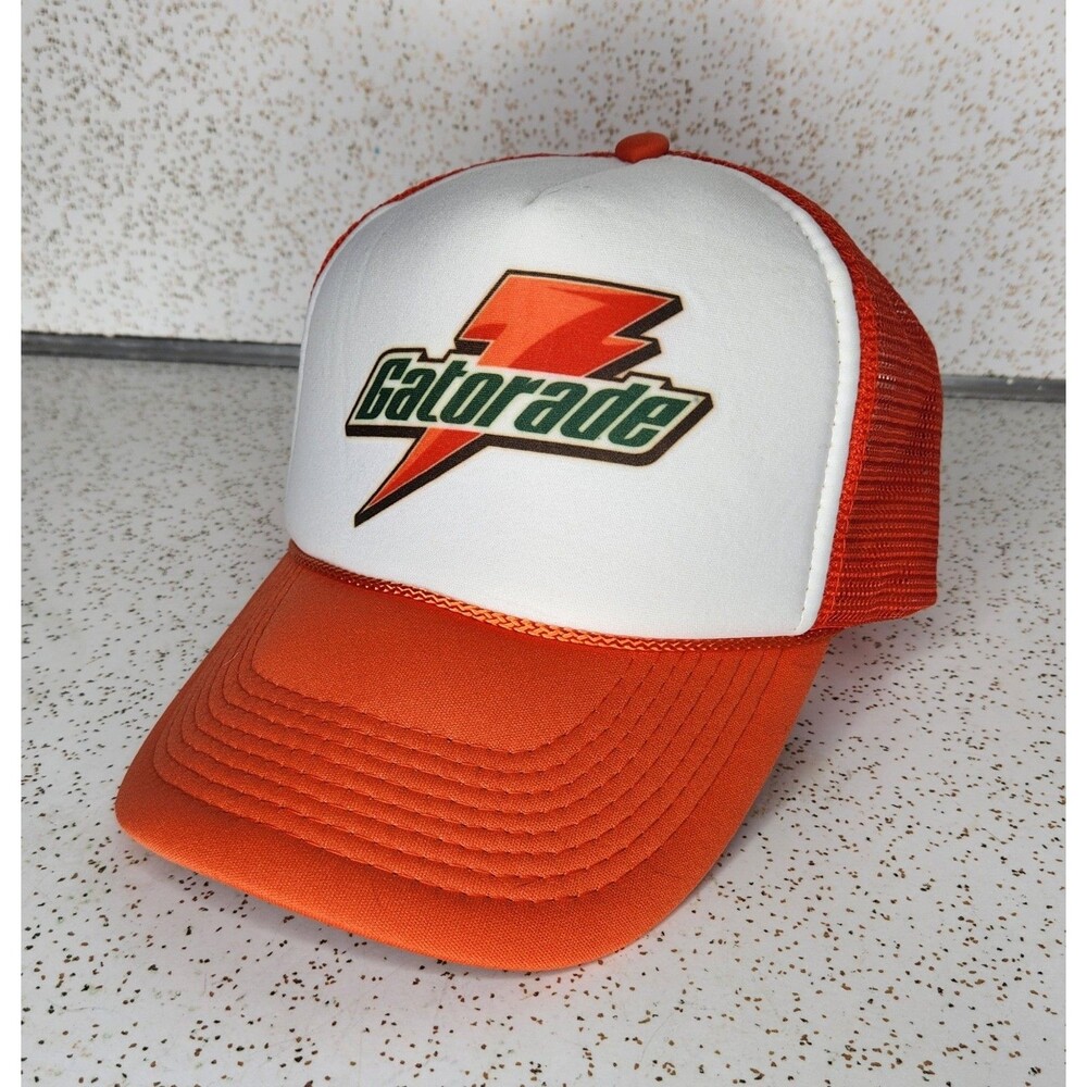 Nissun Gatorade Logo Trucker Hat Orange Snapback Sports Drink Mesh Cap 90's Rare